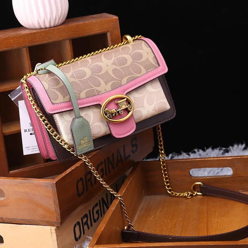 Light luxury women's bag 2025 new high-end color contrast single shoulder underarm bag designer fashionable crossbody small squa 3
