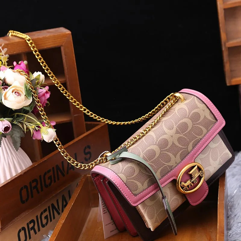 Light luxury women's bag 2025 new high-end color contrast single shoulder underarm bag designer fashionable crossbody small squa 4