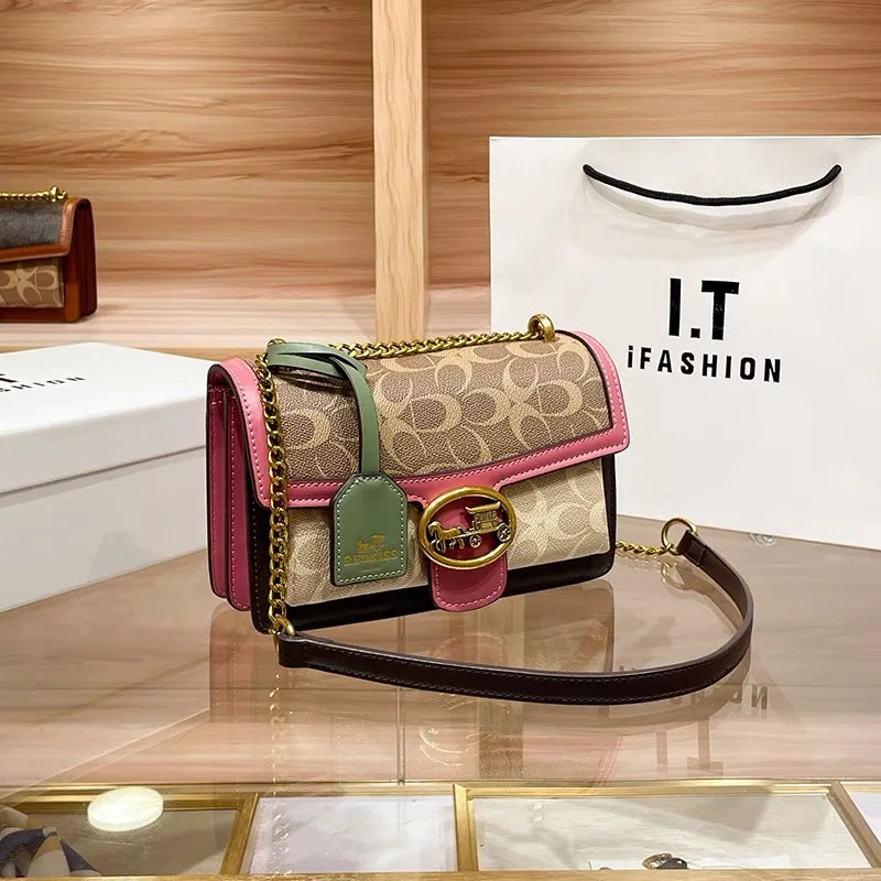 Light luxury women's bag 2025 new high-end color contrast single shoulder underarm bag designer fashionable crossbody small squa 6
