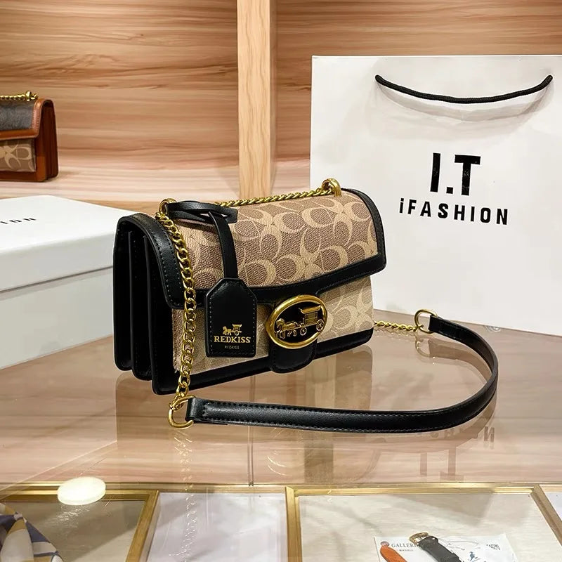 Light luxury women's bag 2025 new high-end color contrast single shoulder underarm bag designer fashionable crossbody small squa 8