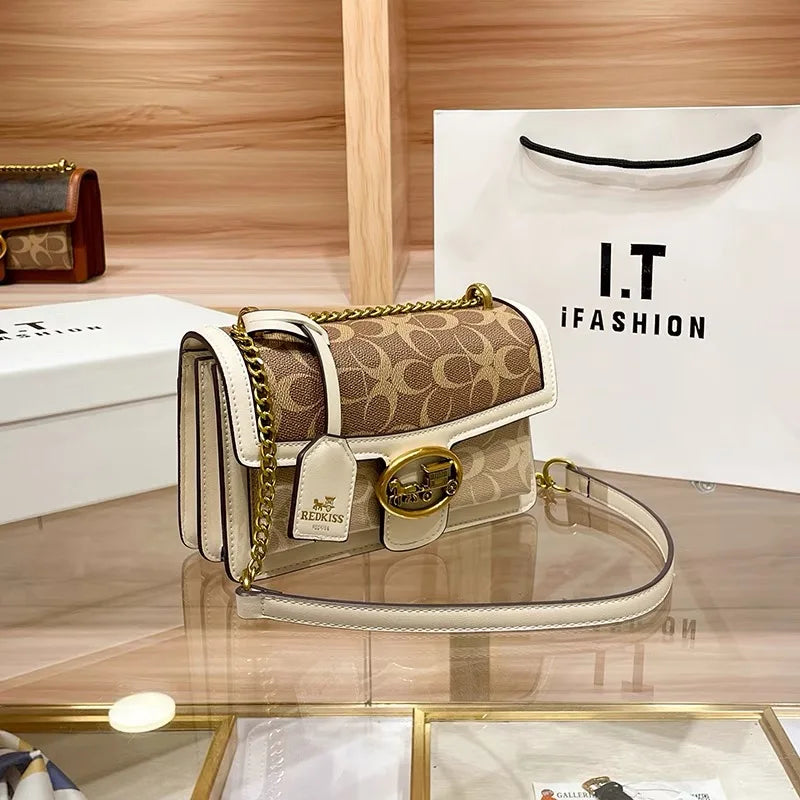 Light luxury women's bag 2025 new high-end color contrast single shoulder underarm bag designer fashionable crossbody small squa 9