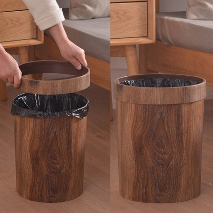 Rustic Wood Look Waste Basket (8L)