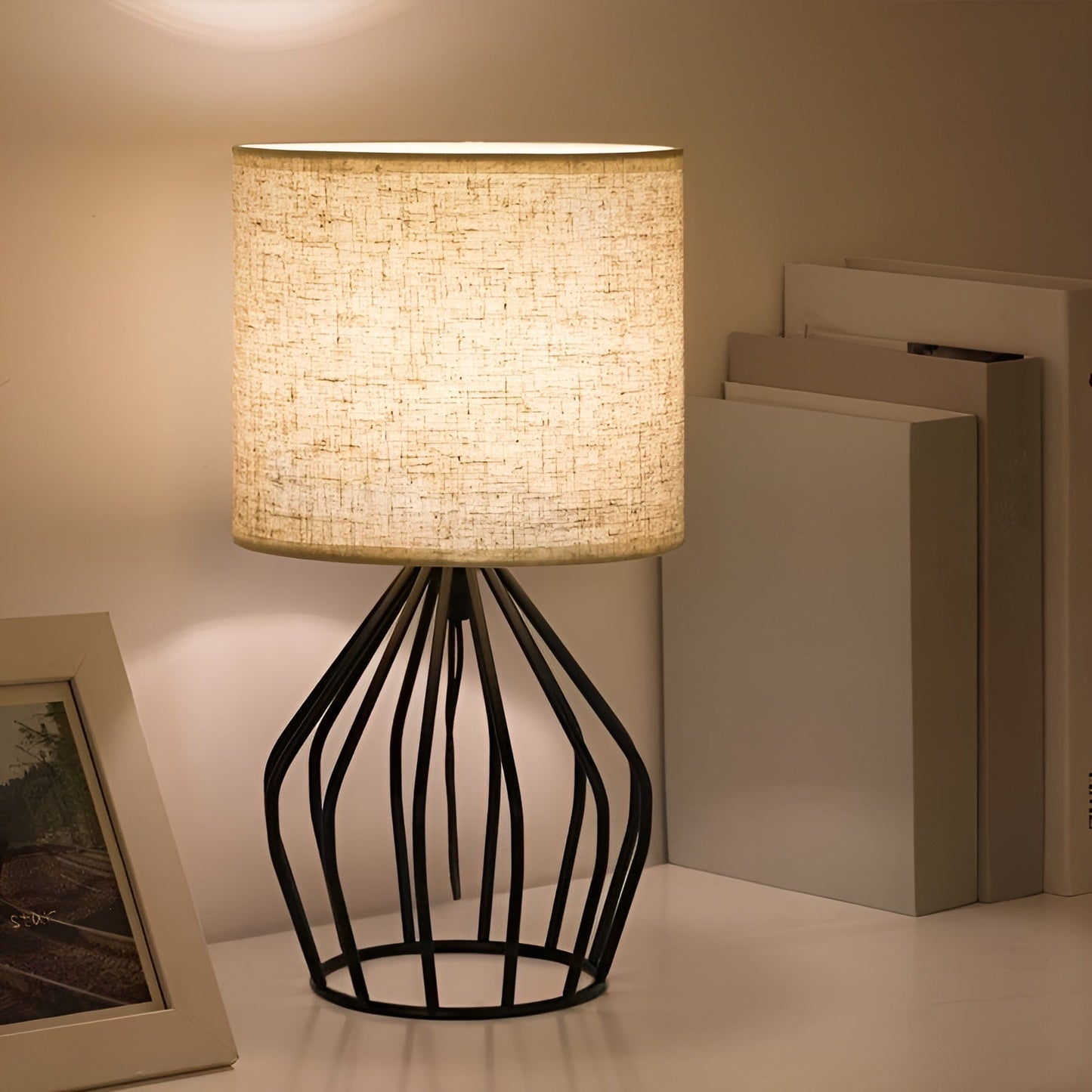 Classic Table Lamp with Soft Shade and Metal Stand
