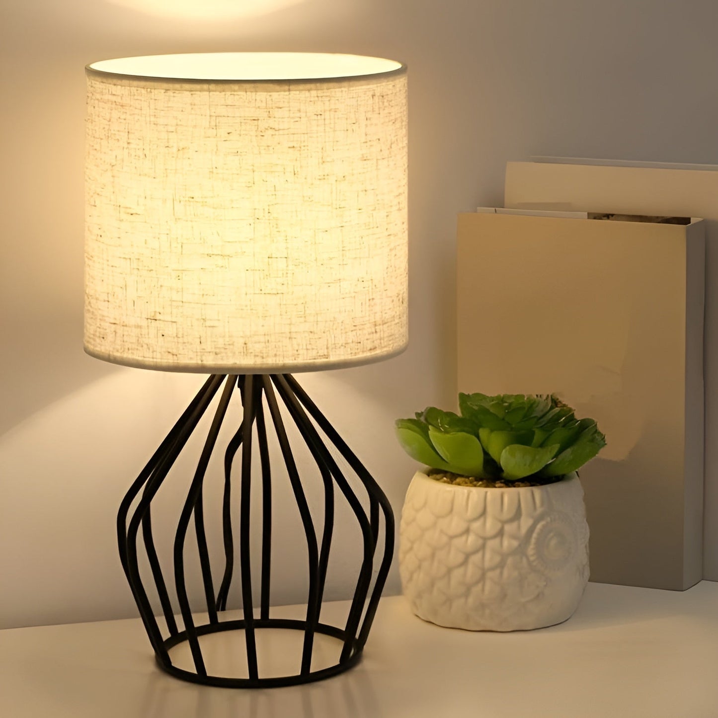 Classic Table Lamp with Soft Shade and Metal Stand