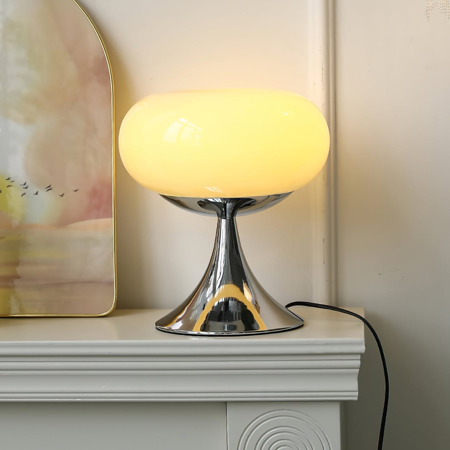 Stylish Glass and Metal Table Lamp