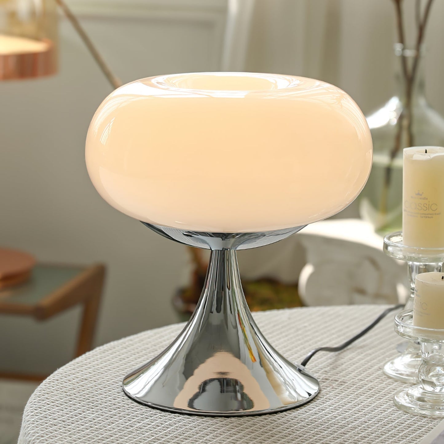 Stylish Glass and Metal Table Lamp