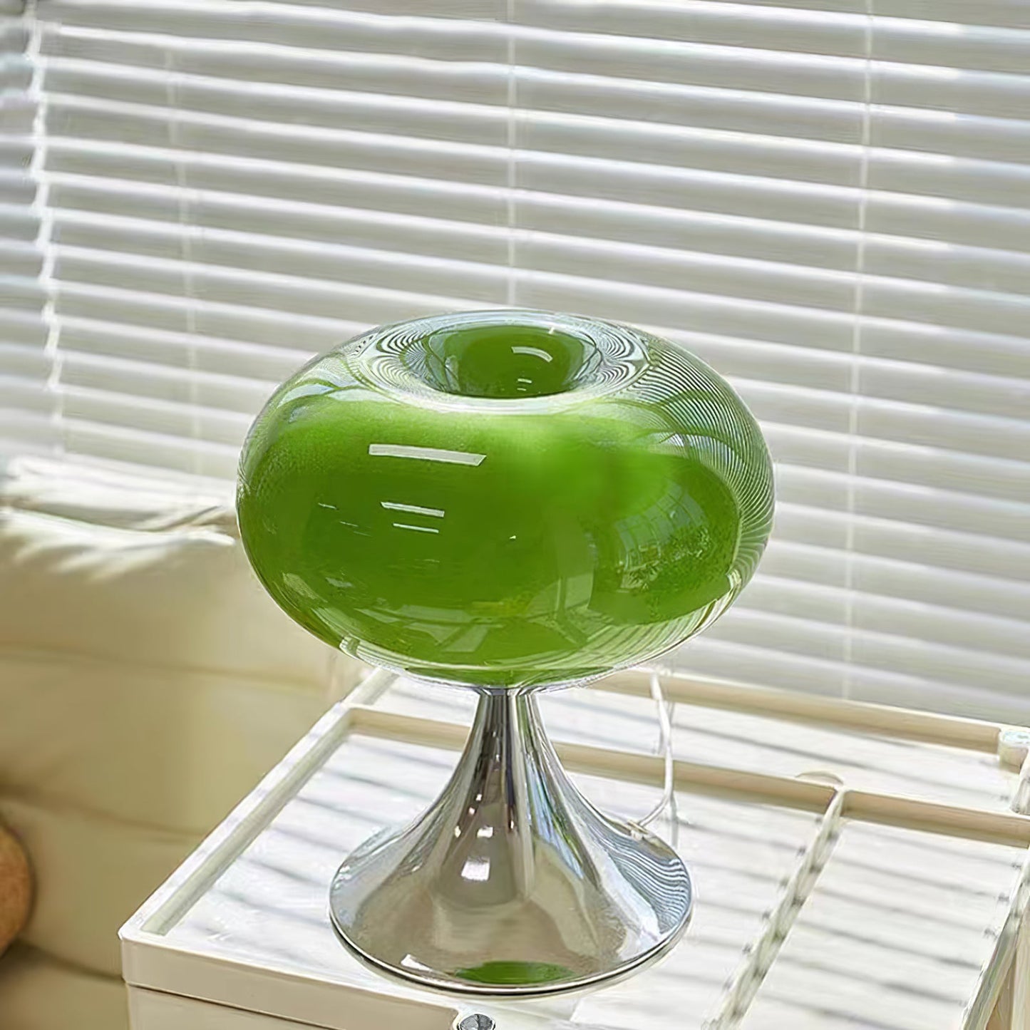 Stylish Glass and Metal Table Lamp