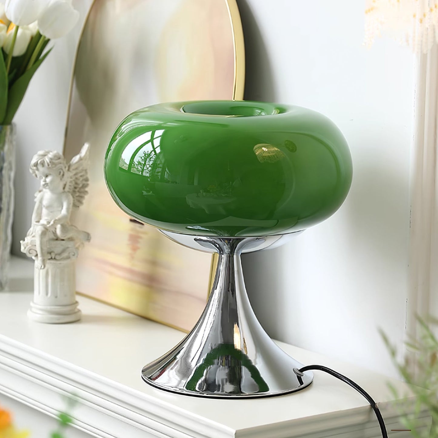 Stylish Glass and Metal Table Lamp
