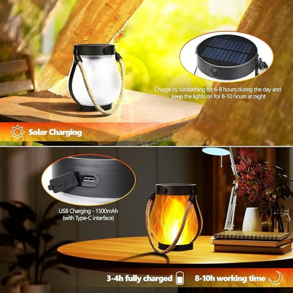 LumaGlow | Stylish Waterproof Solar Lantern with Flickering Flame Effect 5