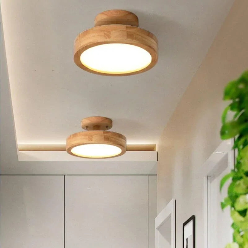 Natural Wood Modern LED Ceiling Lamp