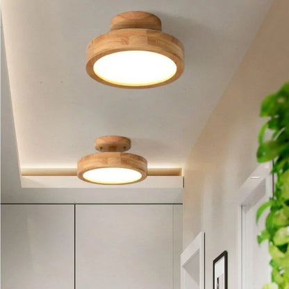 Natural Wood Modern LED Ceiling Lamp