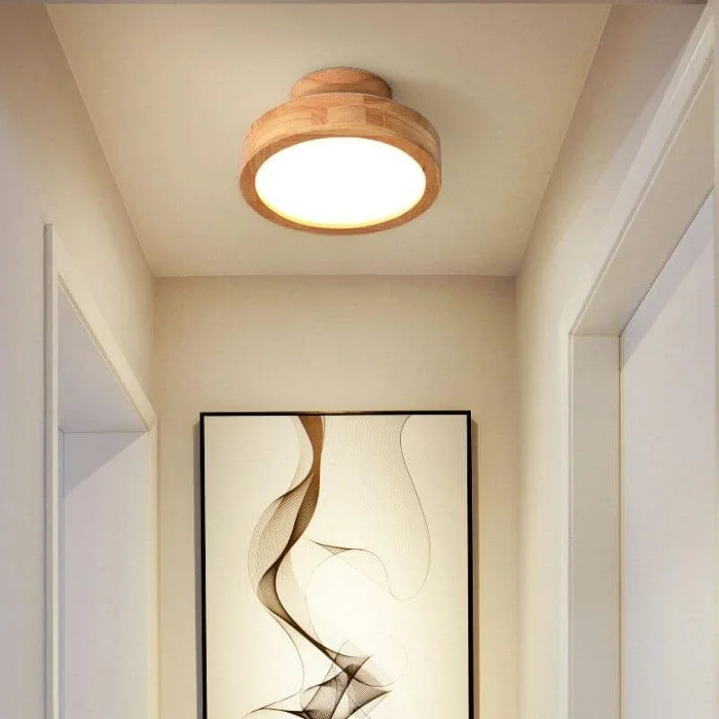 Natural Wood Modern LED Ceiling Lamp