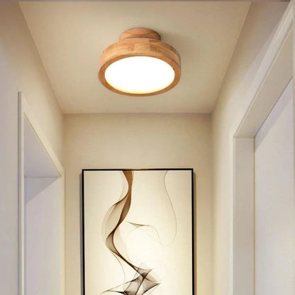 Natural Wood Modern LED Ceiling Lamp