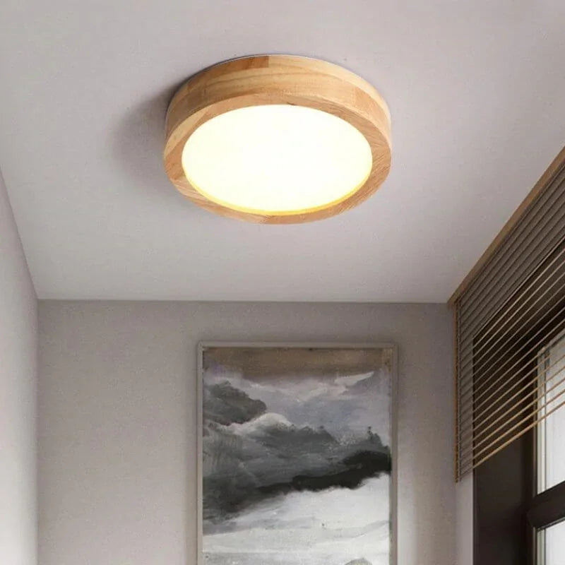Natural Wood Modern LED Ceiling Lamp