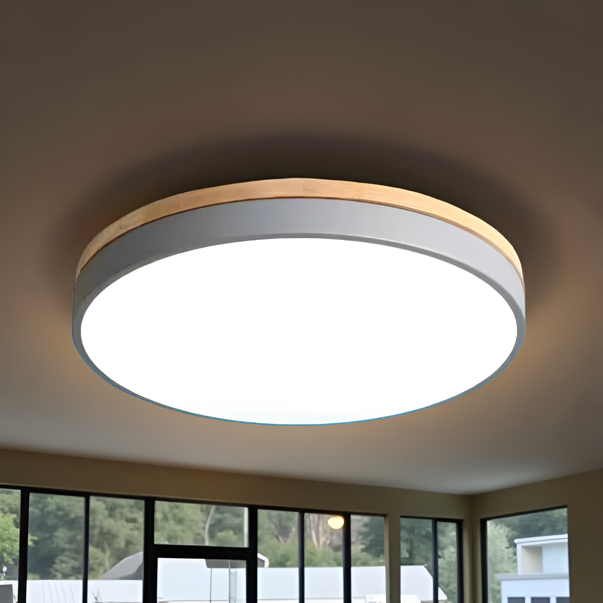 Modern Wood Slim LED Ceiling Lamp