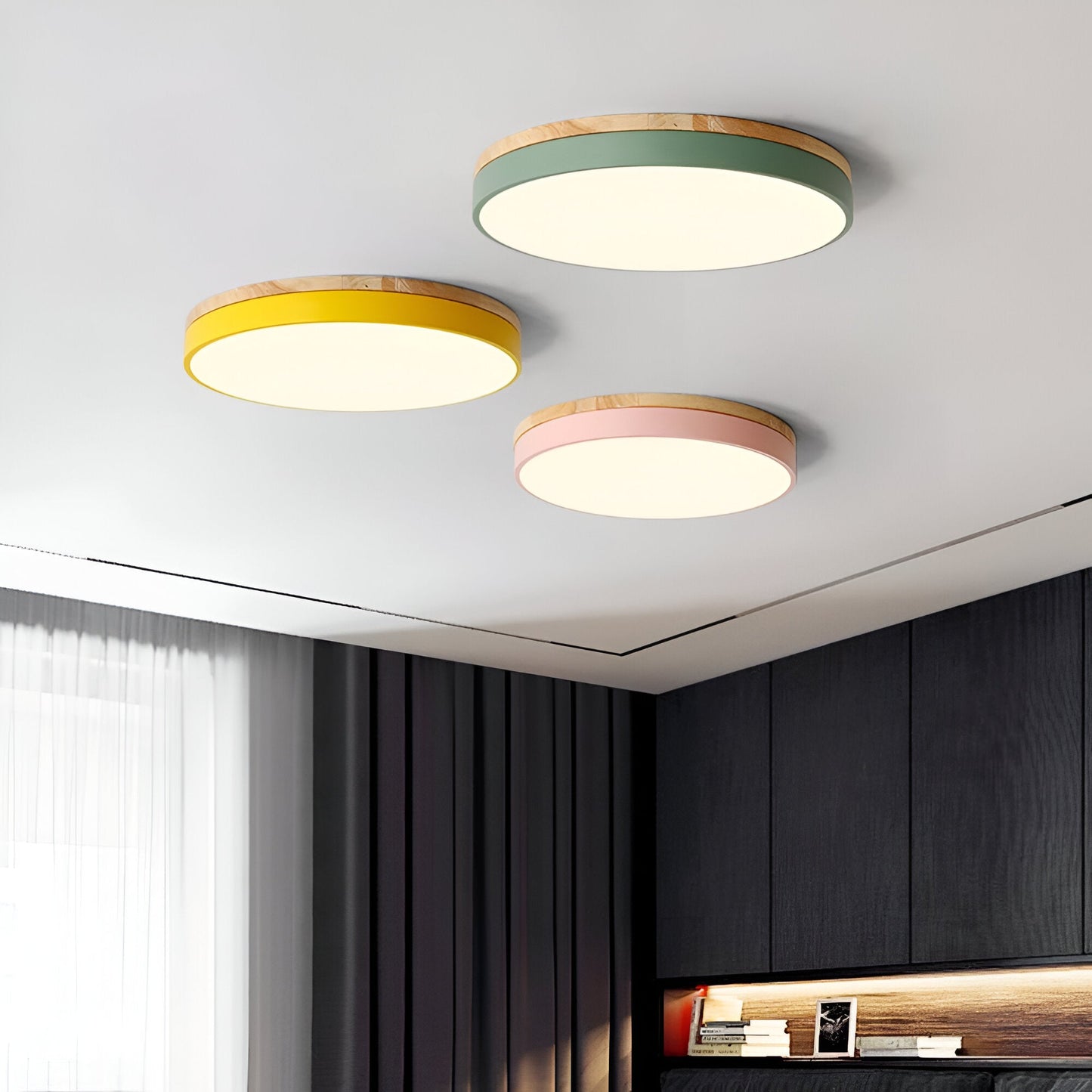 Modern Wood Slim LED Ceiling Lamp
