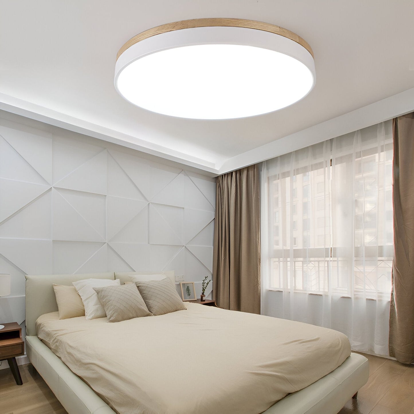Modern Wood Slim LED Ceiling Lamp