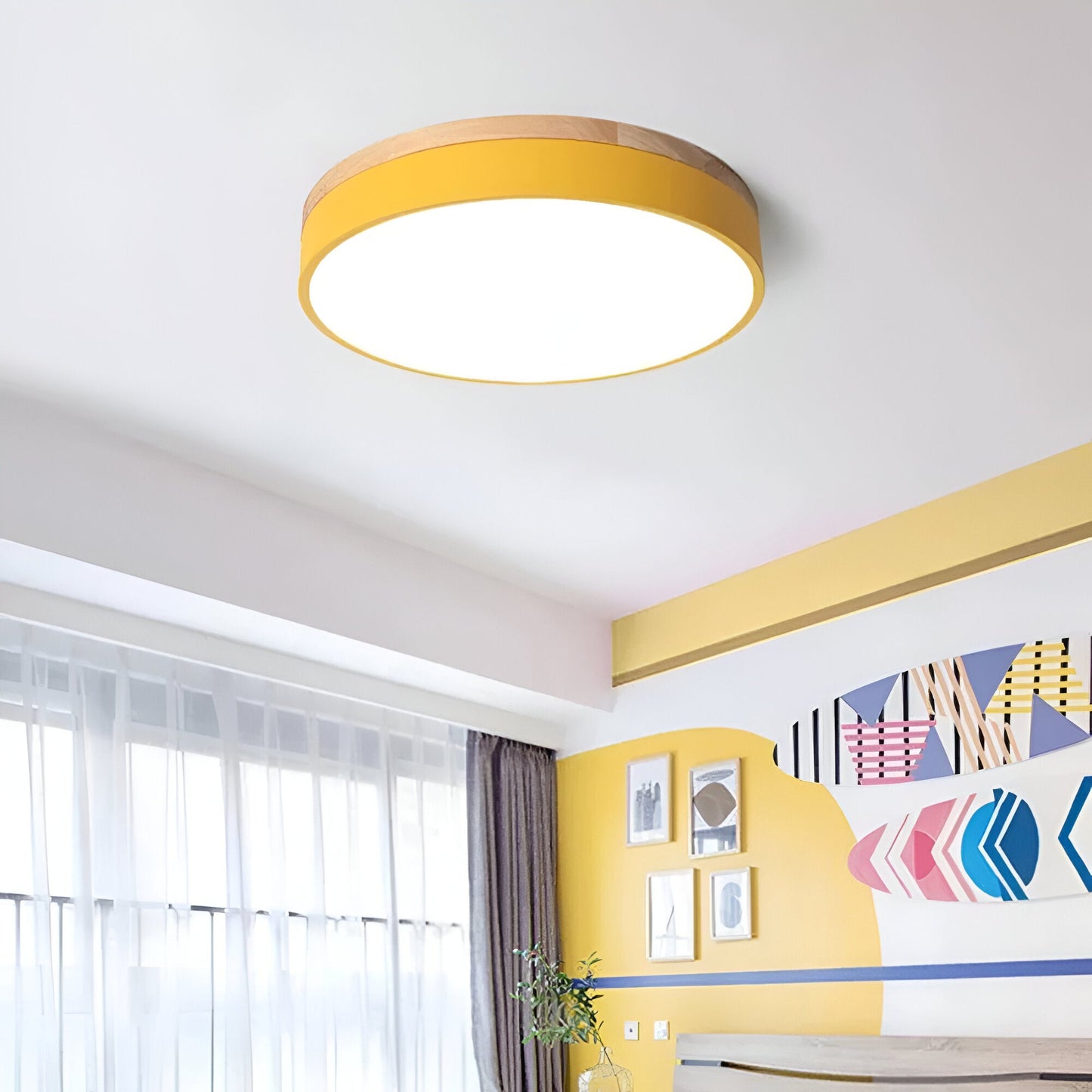 Modern Wood Slim LED Ceiling Lamp