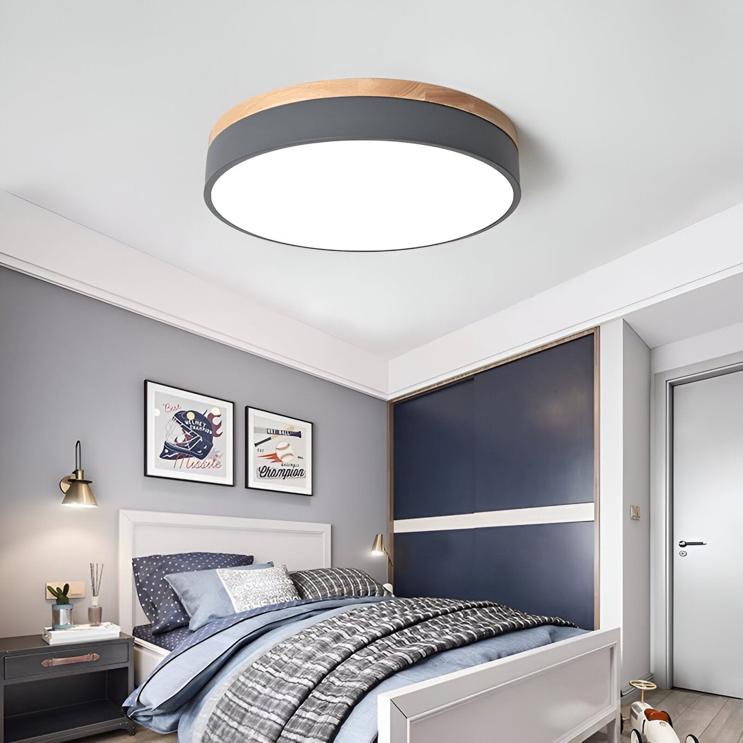 Modern Wood Slim LED Ceiling Lamp