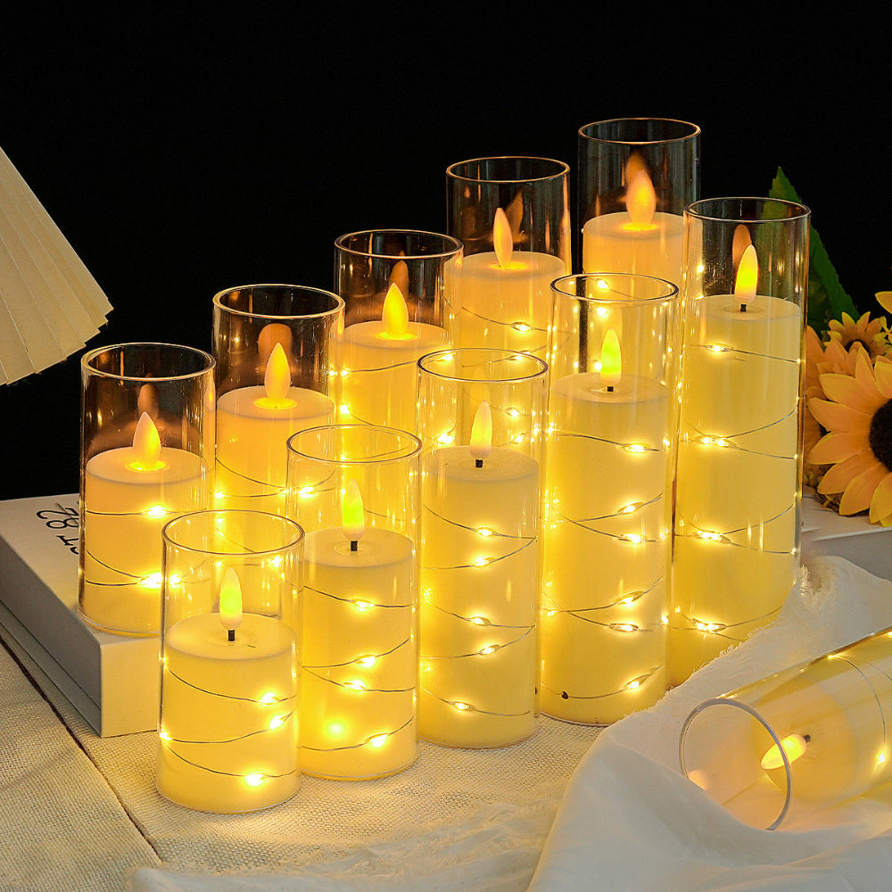 LuminaGlow | Elegant Remote-Controlled Flameless Candle Holder Set 4