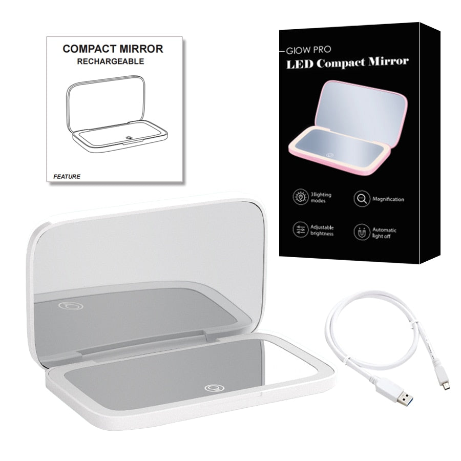 Luminara | Elegant Compact LED Makeup Mirror with Dual Magnification 10