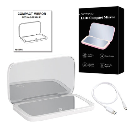 Luminara | Elegant Compact LED Makeup Mirror with Dual Magnification 10