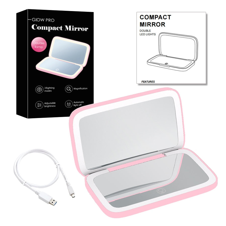 Luminara | Elegant Compact LED Makeup Mirror with Dual Magnification 16