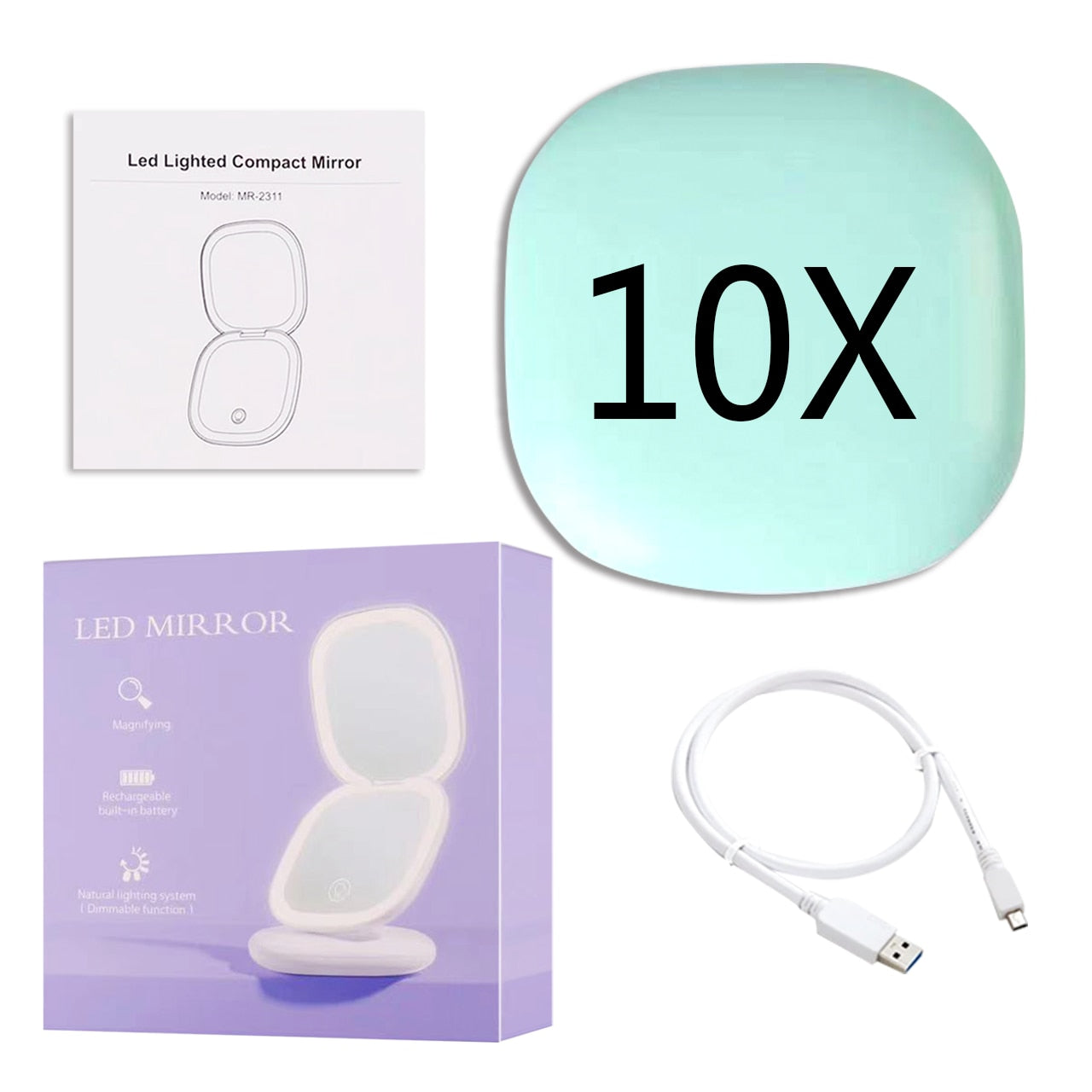 Luminara | Elegant Compact LED Makeup Mirror with Dual Magnification 2