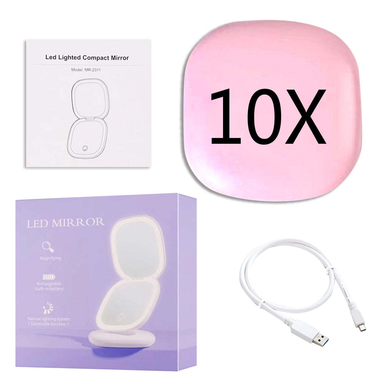 Luminara | Elegant Compact LED Makeup Mirror with Dual Magnification 5