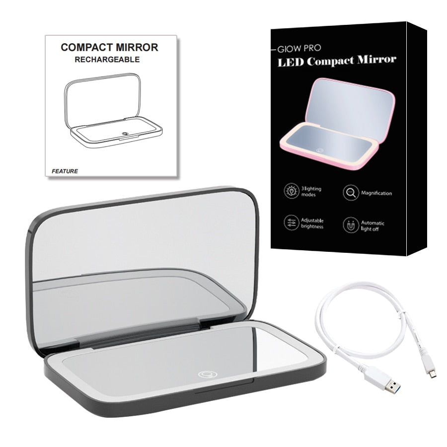 Luminara | Elegant Compact LED Makeup Mirror with Dual Magnification 8