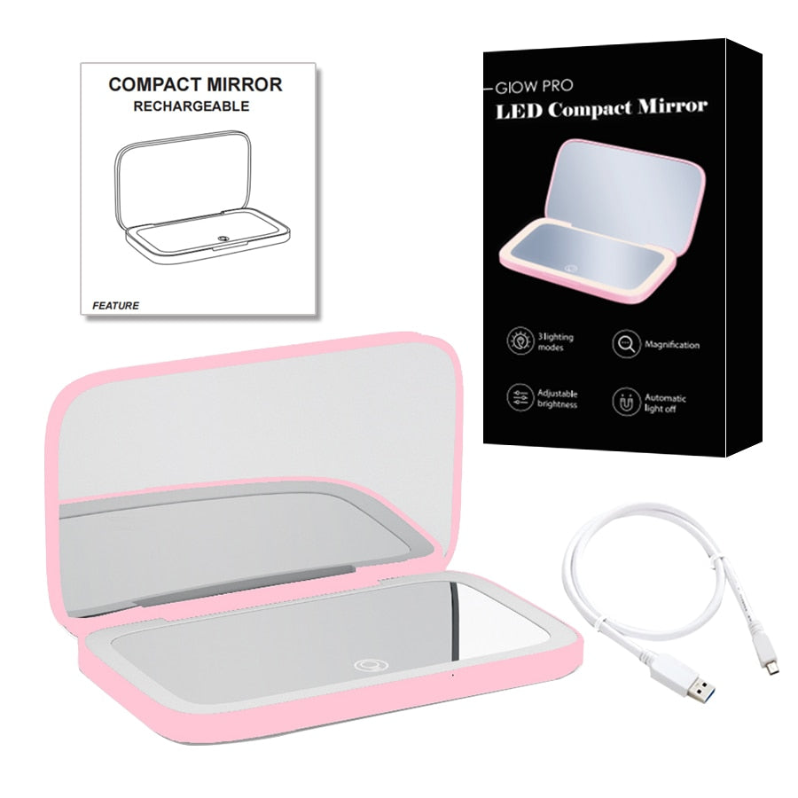 Luminara | Elegant Compact LED Makeup Mirror with Dual Magnification 9