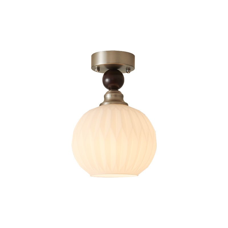 Traditional Glass Ceiling Lamp with Brown Wood Tones - Fesara