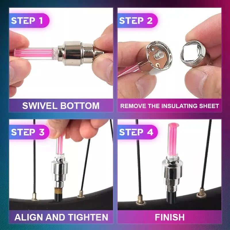 LumosGlow | Bright Motion-Activated Bicycle Valve Lights for Safety 6