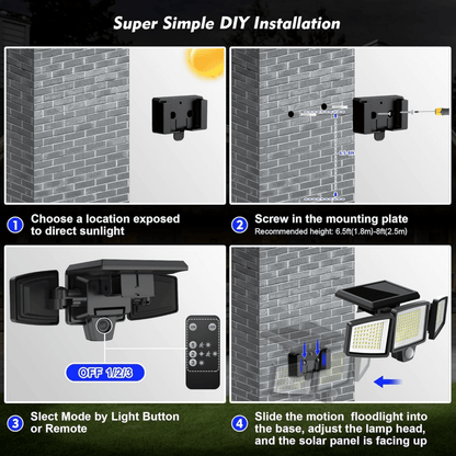 LumosGuard | Ultra-Bright Solar Motion Sensor Security Light for Outdoors 6