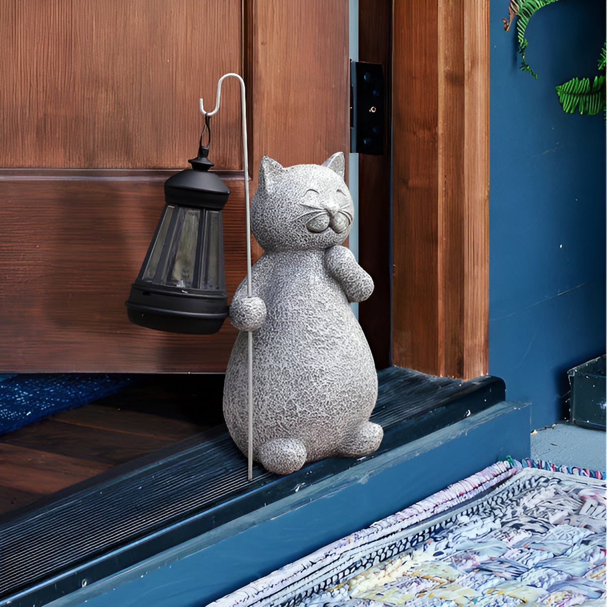 LunaGlow | Charming Hand-Painted Solar Cat Garden Statue for Outdoor Décor 5