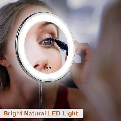 Lunara | Slim LED Adjustable Makeup Mirror with Flexible Arm - Fesara