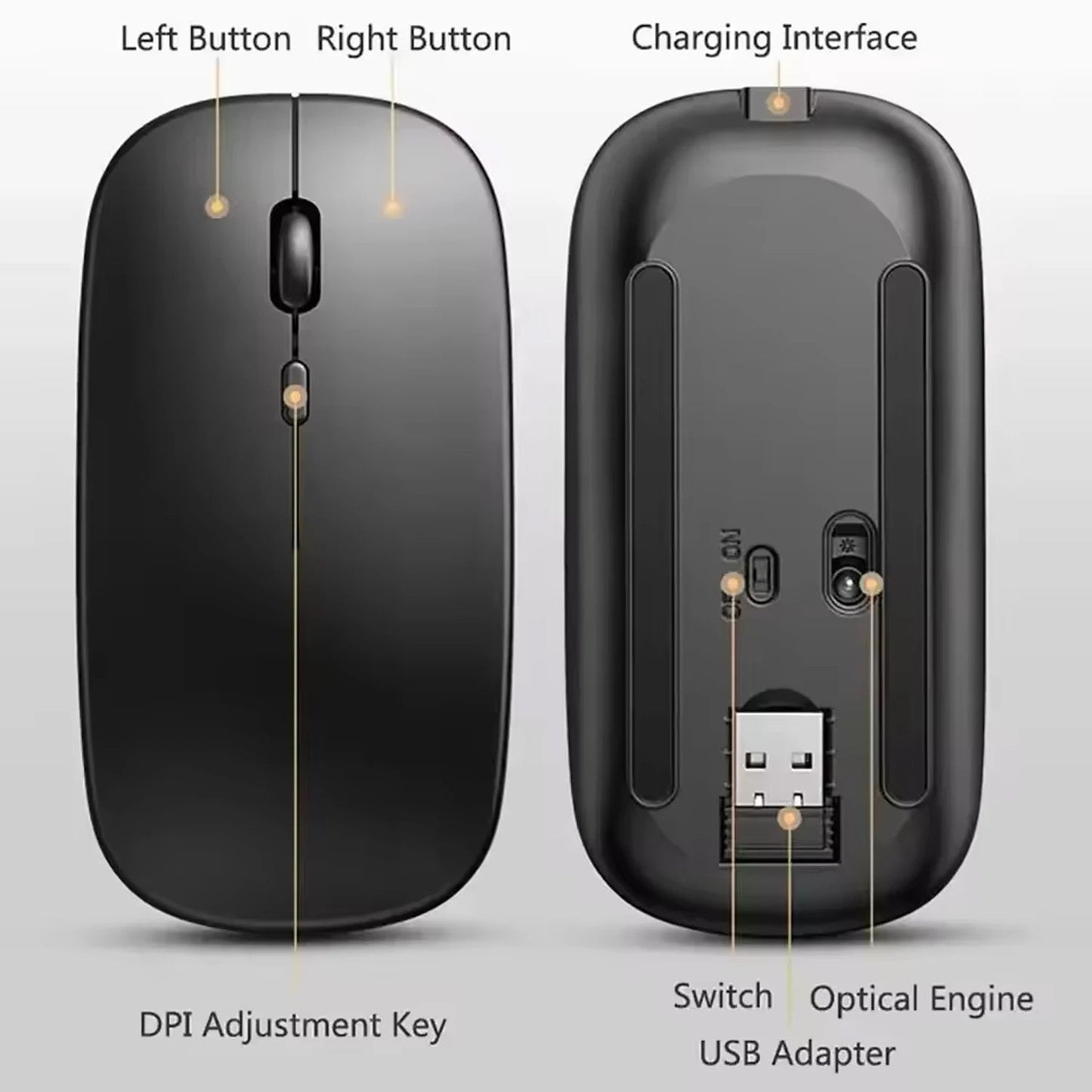 Lunaris | Ergonomic Silent Wireless Gaming Mouse with Rechargeable Battery 2