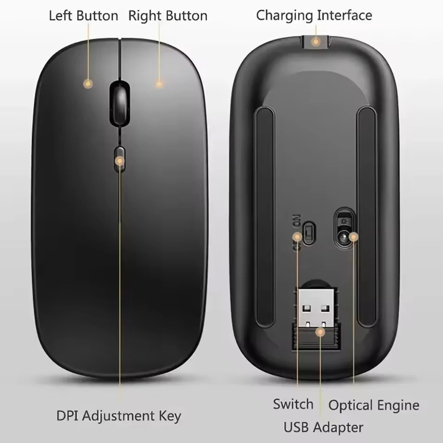 Lunaris | Ergonomic Silent Wireless Gaming Mouse with Rechargeable Battery 2