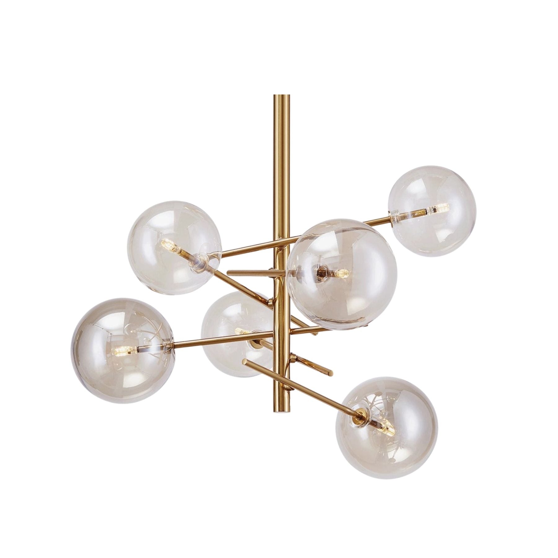 Elegant Brass Ceiling Lamp with Glass Ball Shades - Fesara