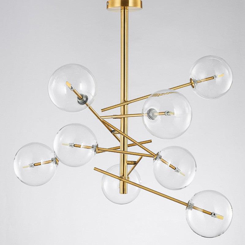 LustraSphere | Elegant Modern Brass Ceiling Lamp with Glass Orbs 9