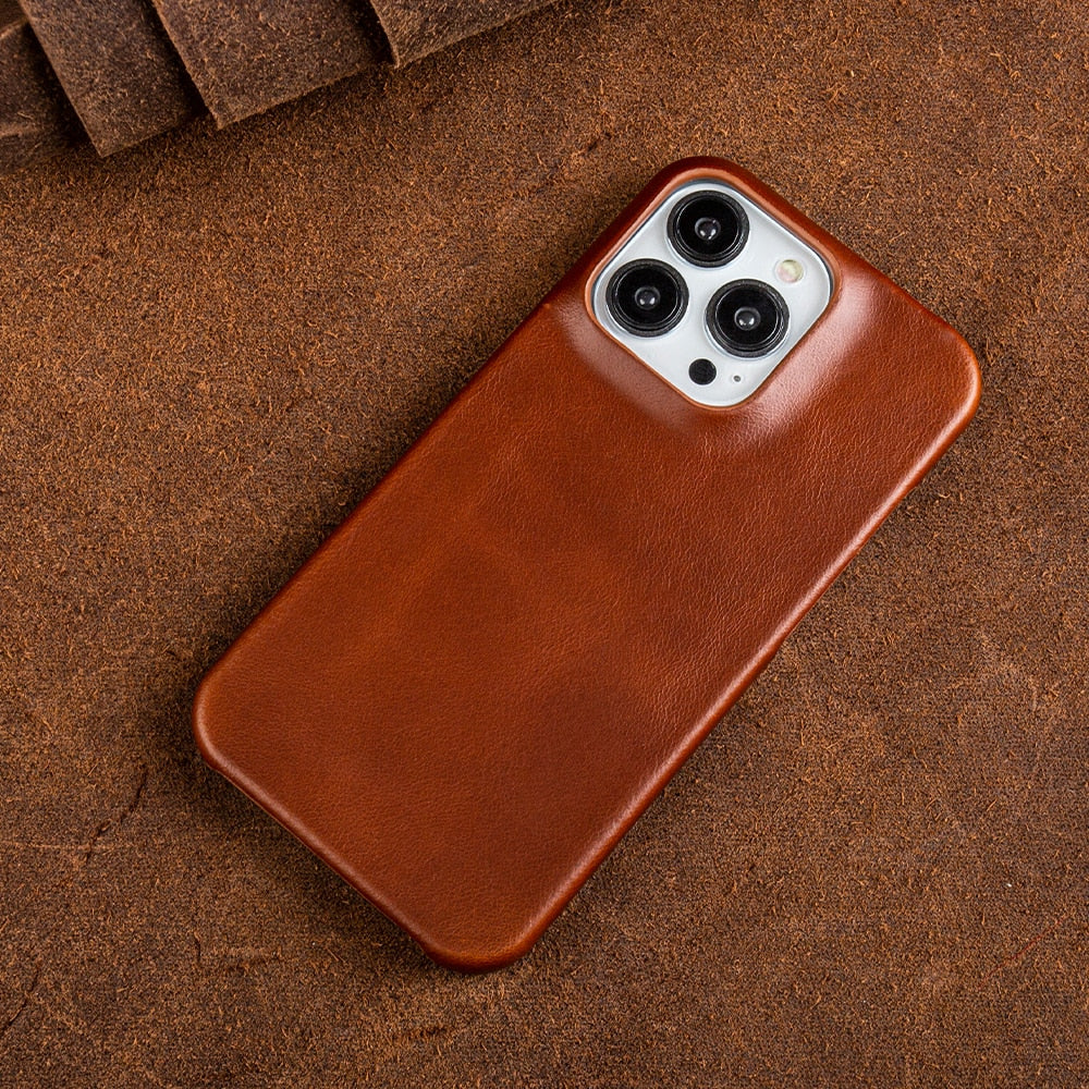 LuxuraLeather | Elegant Premium Oil Wax iPhone Case with Shock Absorption 1