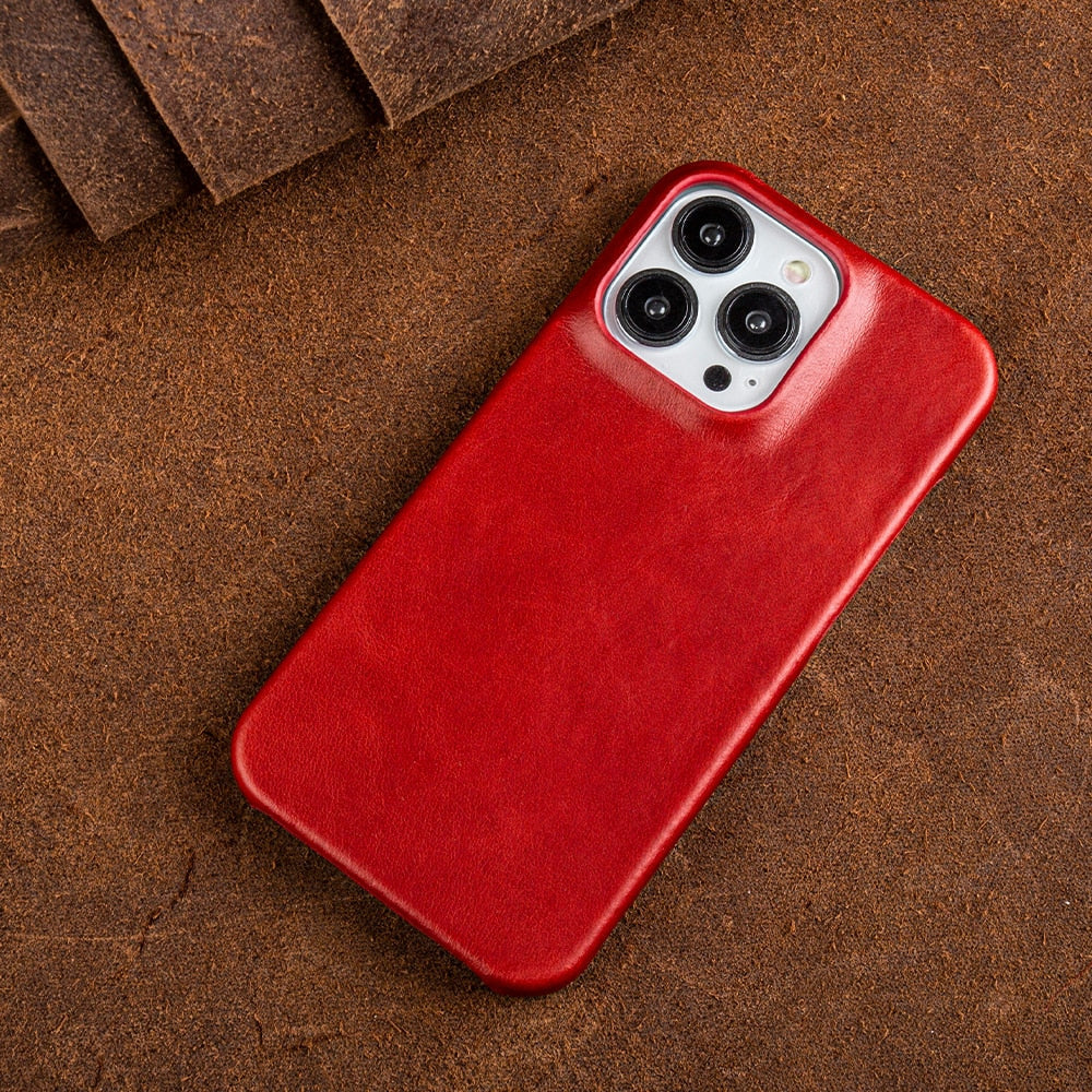 LuxuraLeather | Elegant Premium Oil Wax iPhone Case with Shock Absorption 4