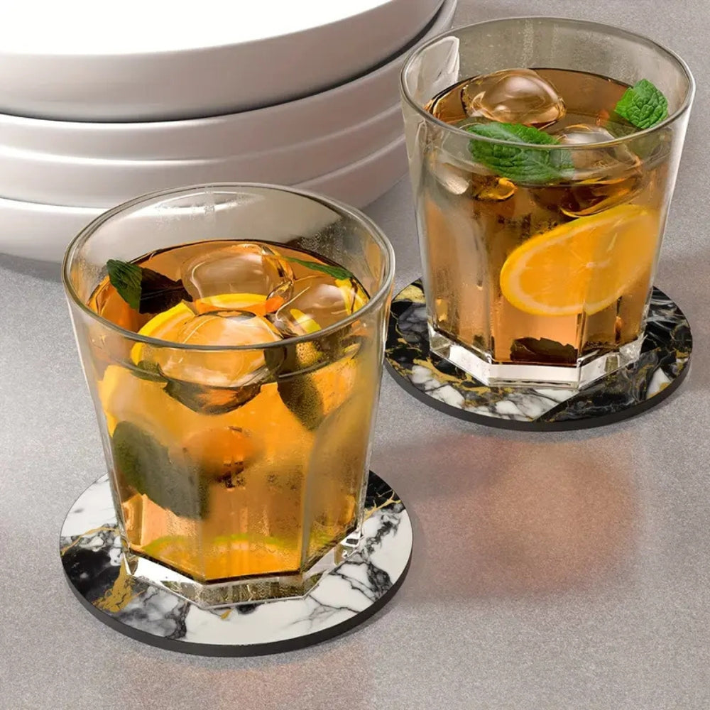 Elegant Stone Look Coasters | 5 Piece Set
