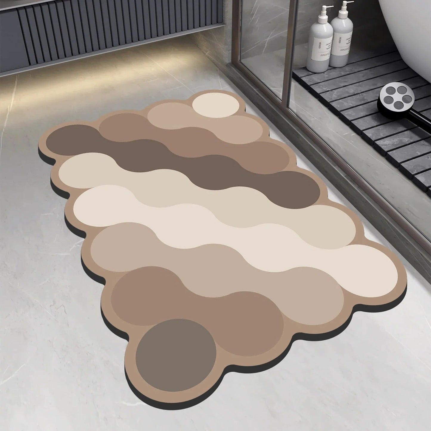 Soft Beige Bath Mat – Non Slip Quick Dry Shower Mat