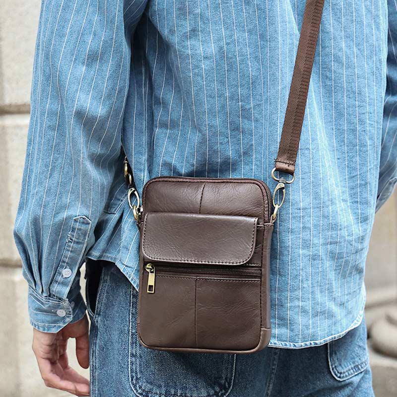 Men's Classic Leather Crossbody Messenger Bag