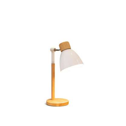 Warm Wooden Table Lamp with Pastel Shades