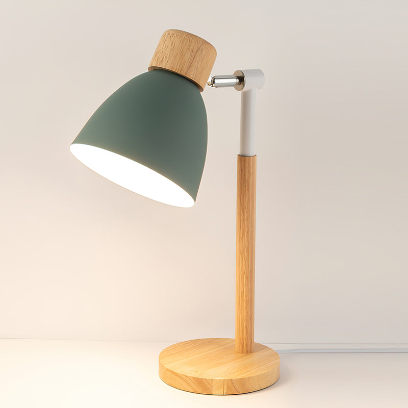 Warm Wooden Table Lamp with Pastel Shades