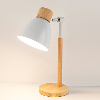 Warm Wooden Table Lamp with Pastel Shades