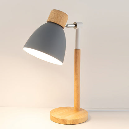 Warm Wooden Table Lamp with Pastel Shades