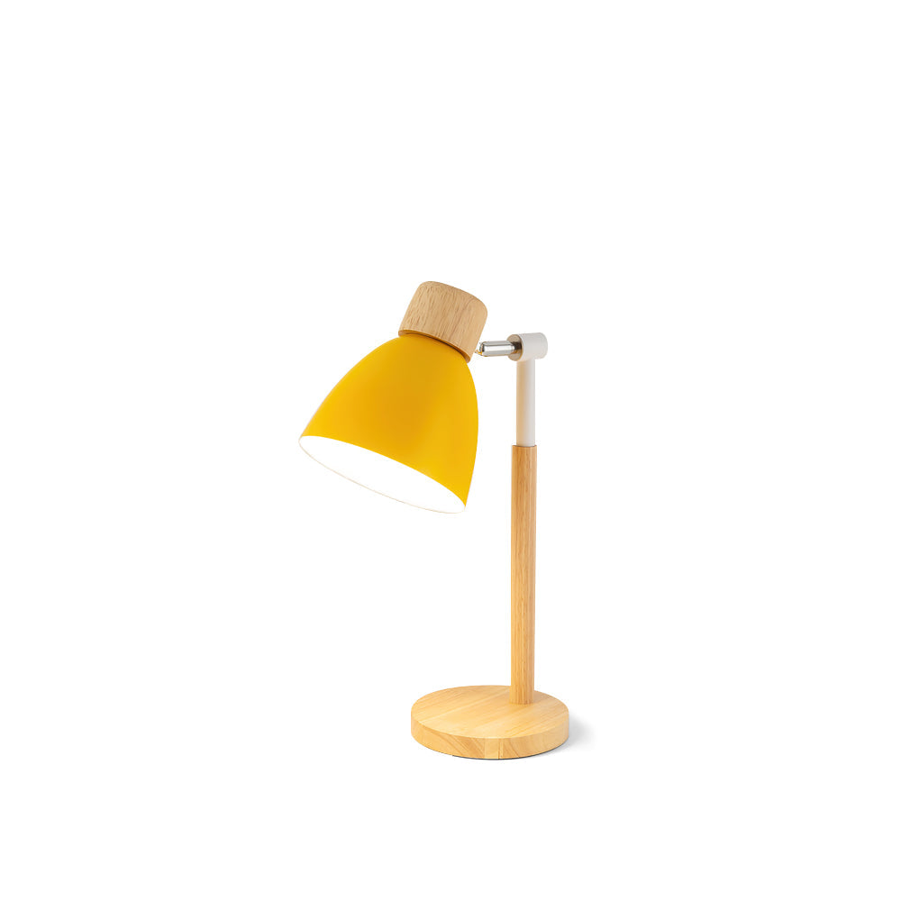 Warm Wooden Table Lamp with Pastel Shades
